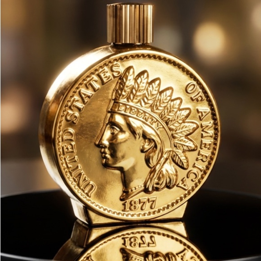 Vintage Avon “One Cent” Coin Bottle • Indian Head Penny Design • Gold Tone 70’s